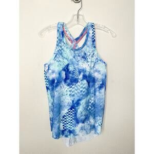 Ivivva Girls Racerback Athletic Tank Top Blue Print New Without Tags Size 7